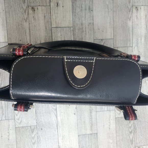 Kate Spade New York Handbag Black leather with red straps with white stitching - Picture 9 of 13